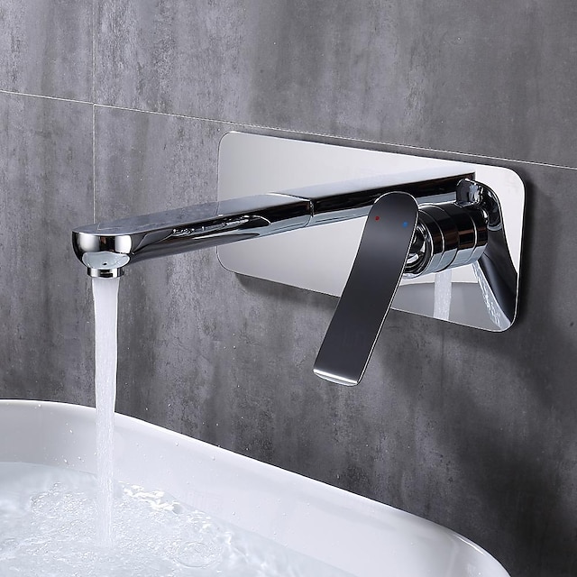  Håndvasken vandhane - Vægmontering / Udbredt Galvaniseret Vægmontering Enkelt håndtere to HullerBath Taps