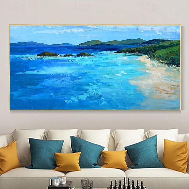  plážová malba na plátně originální umění ručně malované ostrovy malba oceánské umění moderní umění nástěnná výzdoba obývací pokoj velká stěna umění bez rámu