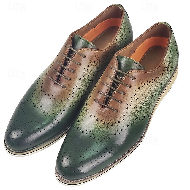  Miesten Oxford-kengät Derby-kengät Bullock kengät Juhlakengät Kävely Vintage Liiketoiminta Englantilainen Pyhän Patrickin päivä Nahka Mukava Loaferit Sininen Apila Kevät Syksy