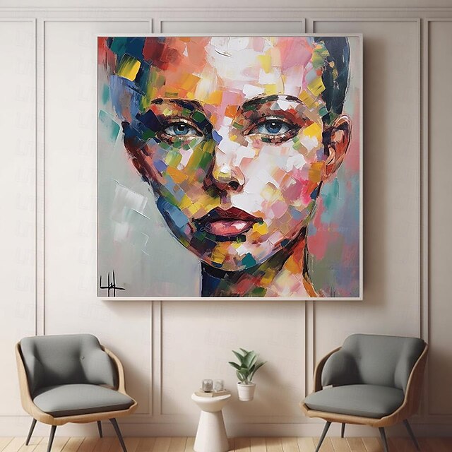  Hand painted Woman Face painting handmade Wall Art Figurative Painting Women Face Art Colorful Acrylic Painting Creative Abstract painting Modern Wall Art painting for living room bedroom hotel decora