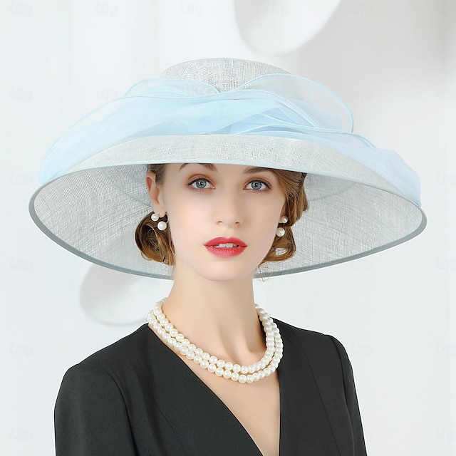  καπέλα λινάρι μπόουλερ / cloche καπέλο κουβάς καπέλο ηλίου καπέλο γαμήλιου πάρτι τσαγιού κομψός γάμος με μάτι κάλυμμα κεφαλής