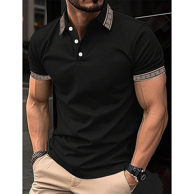 Men's Polo Shirt Button Up Polos Casual Sports Lapel Short Sleeve