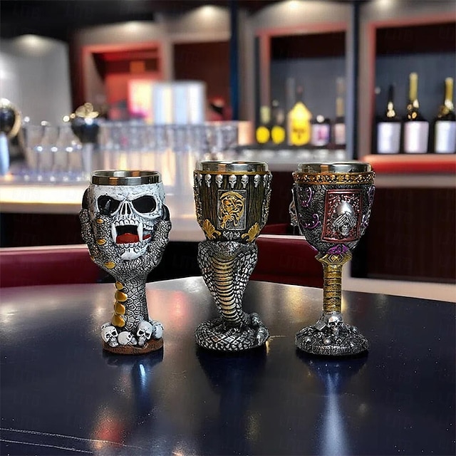  Medieval Goblet - Skull Beer Goblet Drinking - Stainless Steel Goblet Collectors - Ideal Gothic Gift, Party Decoration