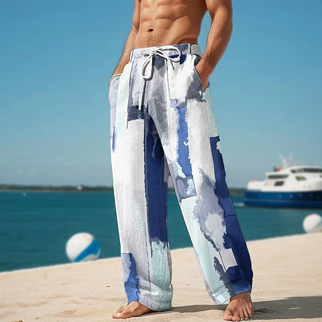 Shading Men's Resort 3D Printed Casual Pants Trousers Elastic Waist Drawstring Loose Fit Straight-Leg Summer Beach Pants S TO 3XL 8