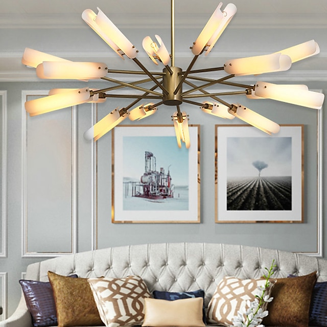  LED závěsné světlo 12hlavý měděný skleněný lustr moderní jednoduchý obývací pokoj ložnice jídelna lustr