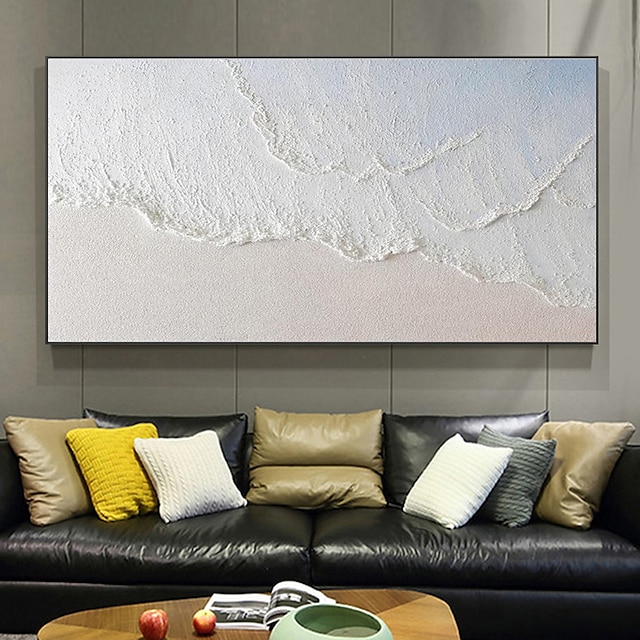 Hand-painted Minimalist Ocean Painting on Canvas 3D Textured Wall Art ...