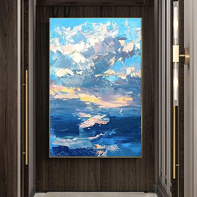  Handpainted Abstract Sunset Painting on Canvas Original Art Clouds Painting Modern Art Seascape Painting Home Decor Vertical Art No Frame