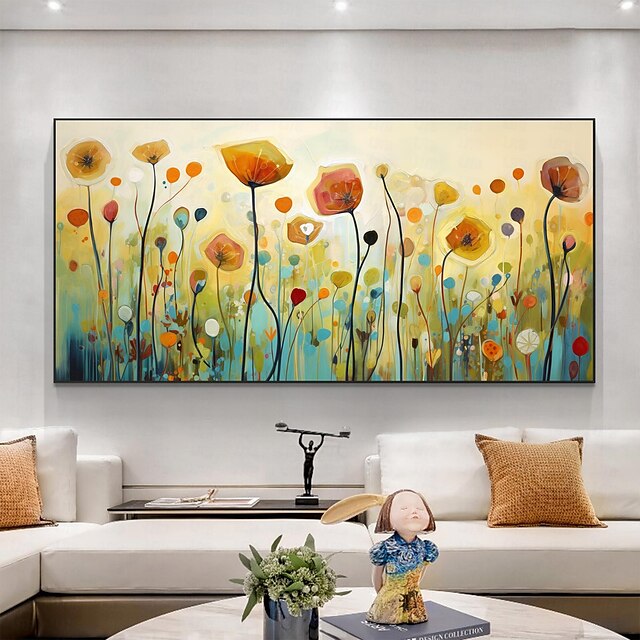  ručně vyráběná originální květinová olejomalba na plátně abstraktní rostlinná malba pro domácí dekoraci s nataženým rámem/bez vnitřní malby rámu