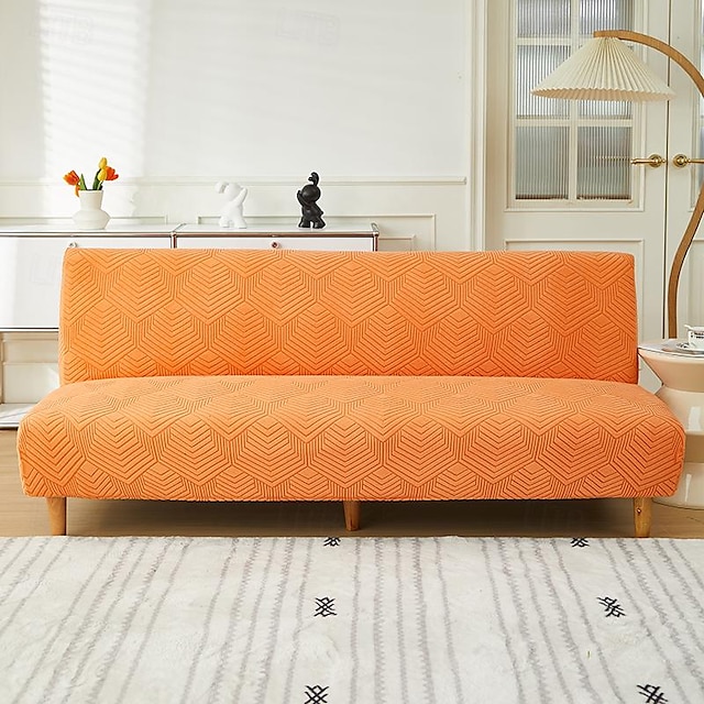  Funda de sofá cama sin brazos de tela jacquard de 3 tamaños diferentes, fundas decorativas para sofá de Año Nuevo, protector elástico, funda de banco