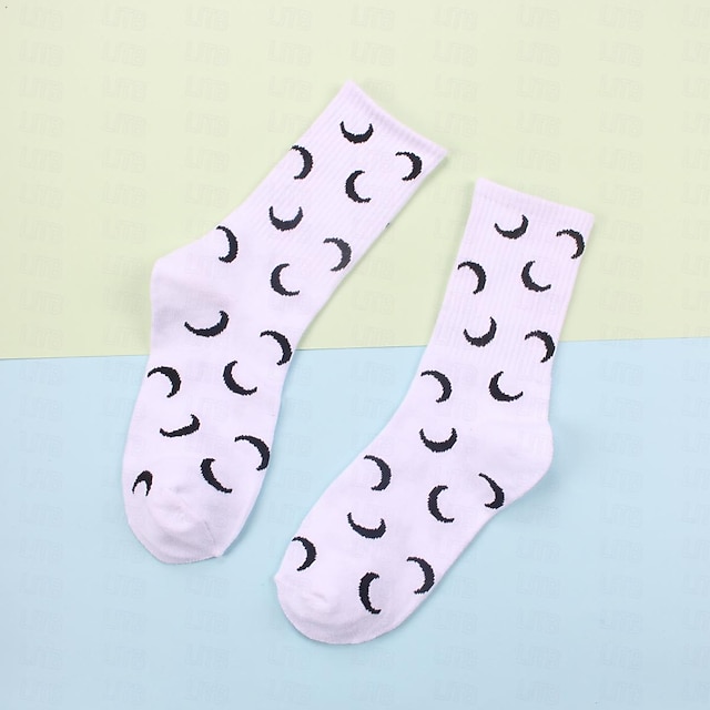  Women's Crew Socks Work Daily Holiday Stars Cotton Sporty Washable Elastic Casual 1 Pair
