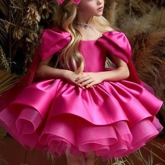  Enfants Fille Robe de fête Couleur unie Sans Manches Utilisation Mariage Maille Princesse Doux Maille Mi-mollet Robe Fourreau Robe en Tulle Robe de demoiselle d'honneur Eté Printemps Automne 2-12 ans