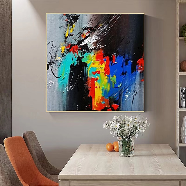  Hand Painted Abstract Colorful Modern Wall Art Canvas Painting Decorative Painting For Living Room Home Decoration Stretched Frame Ready to Hang