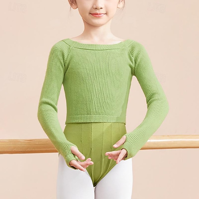  Tanzkleidung für Kinder Ballett Gymnastikanzug / Einteiler Pure Farbe Farbaufsatz Mädchen Leistung Ausbildung Langarm Hoch Baumwollmischung