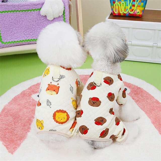  Dog Cat Jumpsuit Animal Bear Adorable Animal Dailywear Bed Winter Dog Clothes Puppy Clothes Dog Outfits Breathable White / Red White Costume for Girl and Boy Dog Padded Fabric XS S M L XL
