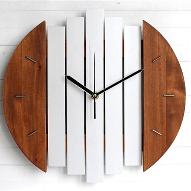  Wood Wall Clock Quartz Analog Silent Non-Ticking Decorative Modern Wall Clock Battery Operated for Living Room Bathroom Bedroom Kitchen Office School