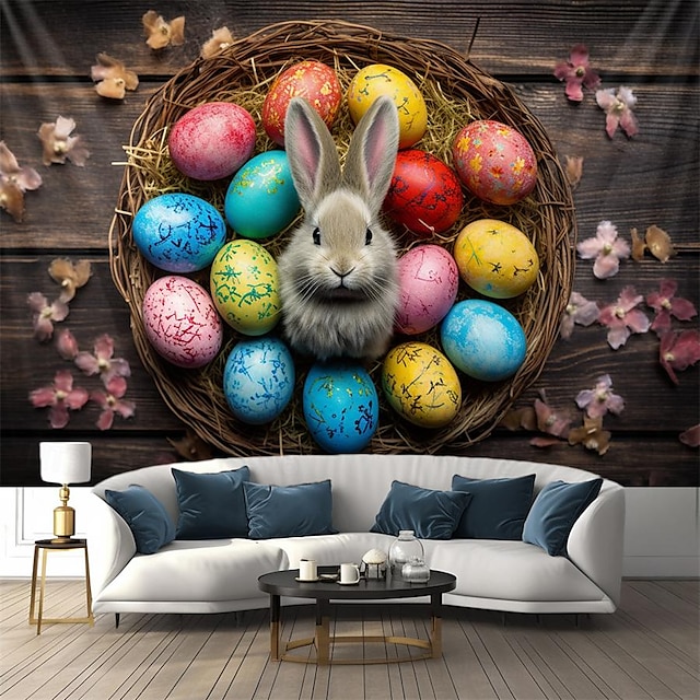  Bunny Eggs Hanging Tapestry Wall Art Large Tapestry Mural Decor Photograph Backdrop Blanket Curtain Home Bedroom Living Room Decoration