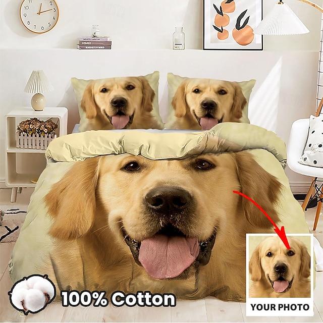  Set copripiumino personalizzato in cotone naturale al 100% set biancheria da letto personalizzato trapunta fotografica regali personalizzati per la famiglia