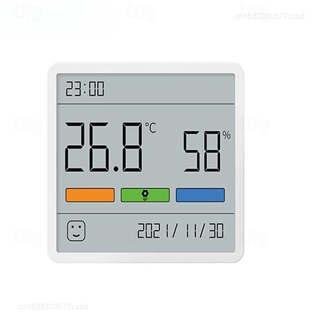  duka atuman 3,67 tommer digital temperatur fuktighetssensor klokke th1 lcd-skjerm innendørs hjem babyrom termometer hygrometer