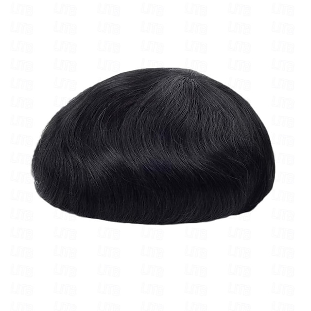  Mens Toupee Human Hair Pieces Replacement System for Men Breathable French Lace Mens Wigs Hairpiece Poly Skin PU Around Hair Unit Patch for Men 7X9 8X10