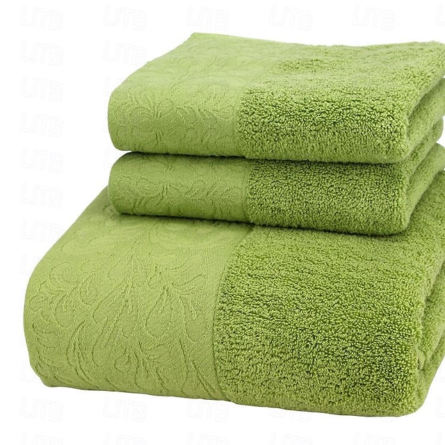  100% Cotton 3 PCS Towels Set Quick Dry, Extra Aborbent, Super Soft Towels Set 1 Handkerchief, 1 Sport Towel, 1 Bath Towel
