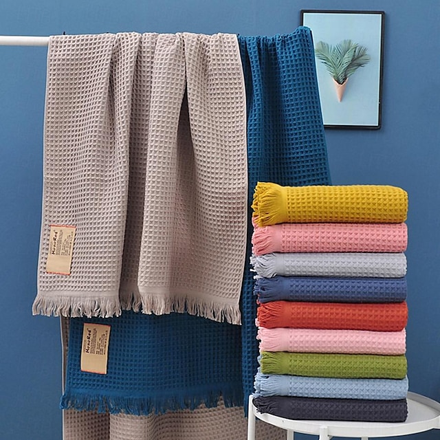  Toalha de banho waffle de tamanho grande, 180x90cm, hotel 100% algodão, toalhas de banho de secagem rápida, super absorvente, leve, macia, multi cores