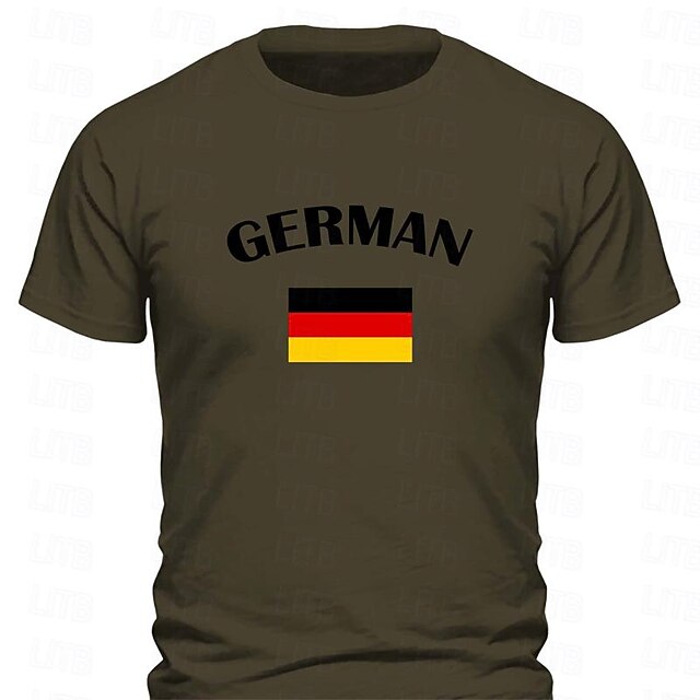 Men's Germany National Flag T Shirt Tee Top Cotton Short Sleeve Graphic Shirt Black White Red Comfortable Tee Sports Outdoor Holiday Fashion Designer Clothing 11