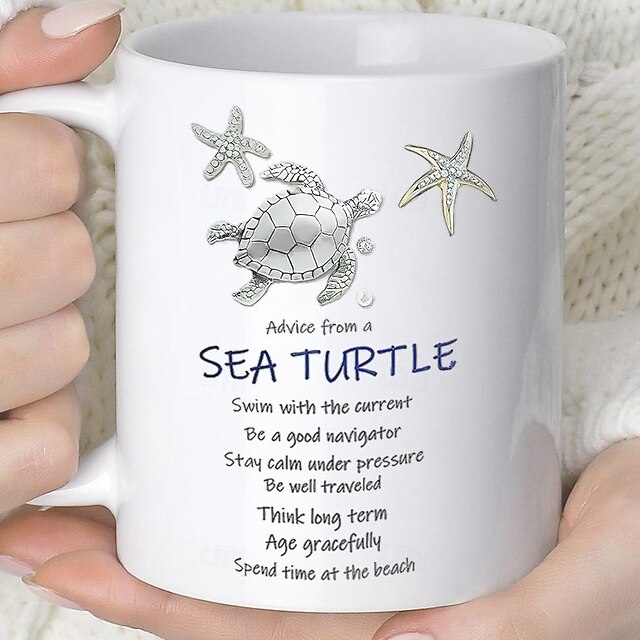  1 paquete de taza de tortuga marina, taza de café de cerámica, mi taza de agua favorita para niños, artículos para beber de verano e invierno, regalo de cumpleaños, regalo de vacaciones, regalo de año