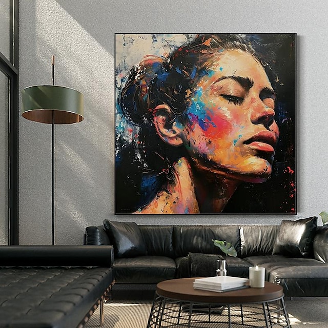  Groot formaat fantasie vrouw gezicht olieverfschilderij op canvas handgeschilderde moderne kunst aan de muur voor woonkamer interieur (geen frame)