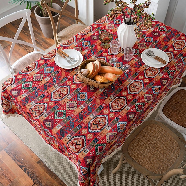  American Table Cloth Red Festival Jacquard Table Cloth Christmas Thick Table Cloth