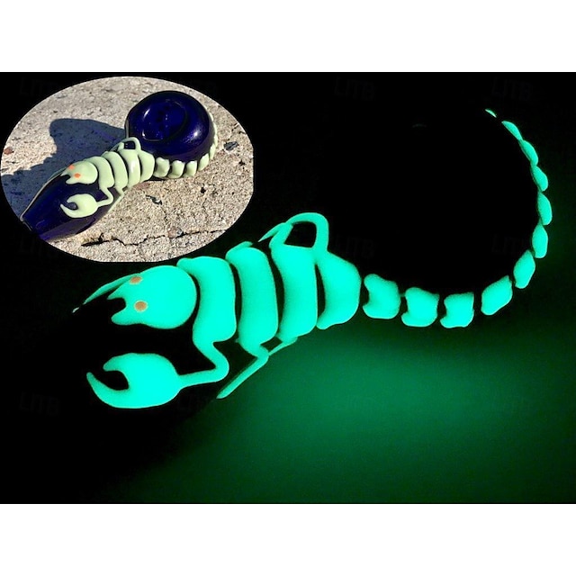  Pipa de vidrio hecha a mano para fumar, pipa de vidrio de escorpión azul que brilla en la oscuridad, accesorios para fumar, 1 ud.
