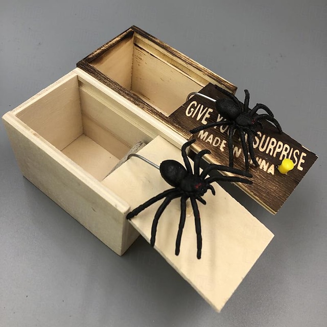  δώρο πρωταπριλιάς τρομάζει φάρσα παιχνίδι προσομοίωσης αράχνη ξύλινο κουτί φάρσες τρομάζει δώρο