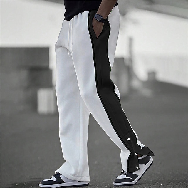 Men's Sweatpants Joggers Trousers Patchwork Drawstring Elastic Waist ...
