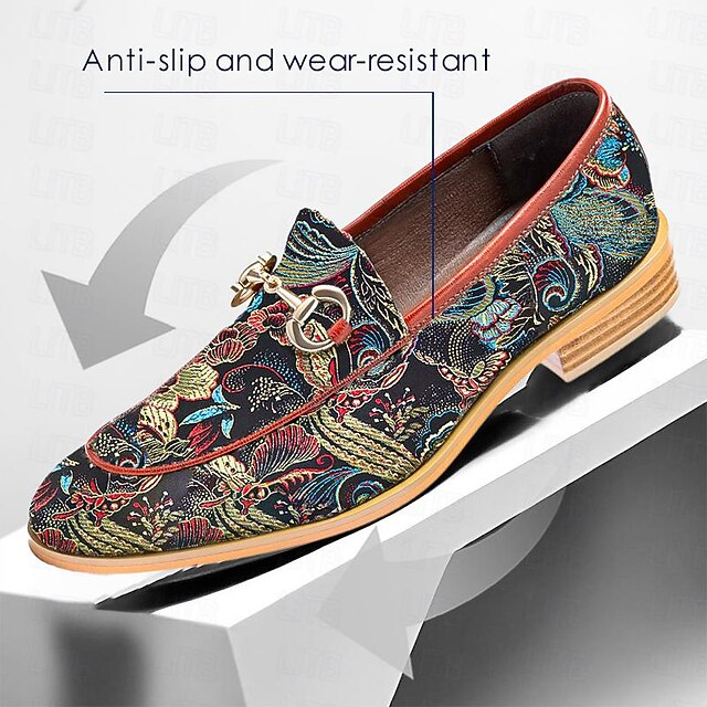 Stylish Dress Shoes For Men 2026.Men's Jacquard Fabric Floral Pattern Lace-Up Oxford Shoes with Leather ...