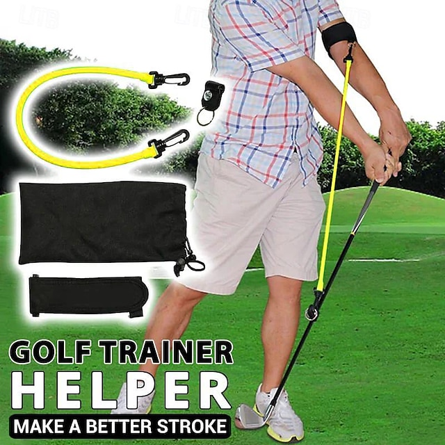  ゴルフ スイング トレーナー 姿勢矯正トレーナー ポータブル ゴルフ スイング トレーニング補助具 初心者向け、ストロークを修正し、ゲームを向上させるための弾性ロープ ベルト