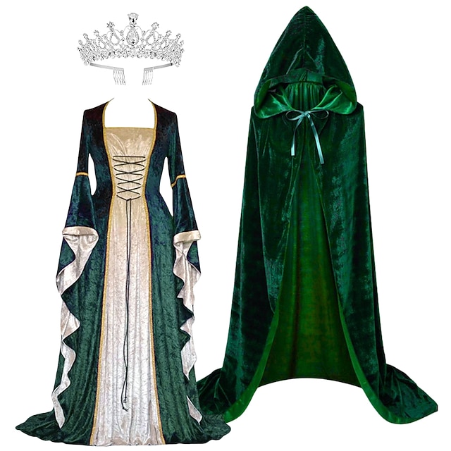 Robe Renaissance Médiévale Femme - Longue, Corset Lacets, Style Gothique Victorien