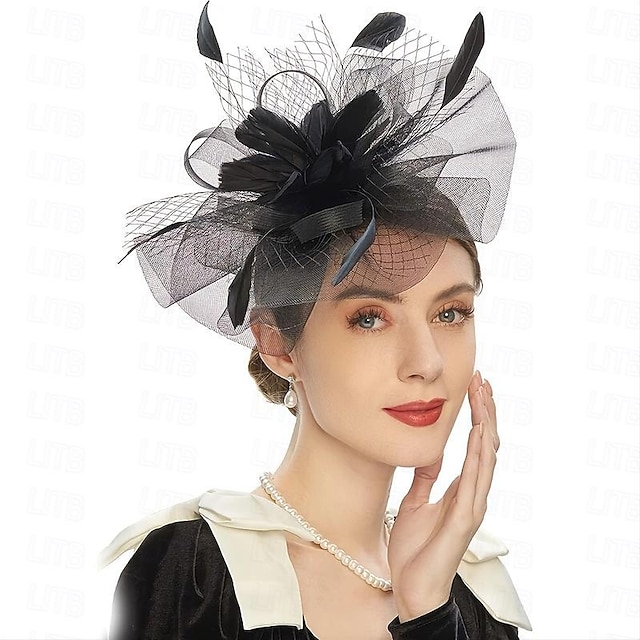  fascinators Hodeplagg Fjær Nett Bryllup Aftenselskap Kentucky Derby Hesteløp Damenes dag Elegant Elegant og luksuriøst Bryllup Med Fjær Blomster Hodeplagg Hodeplagg