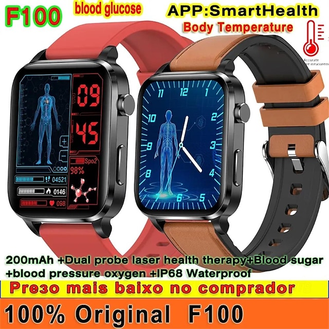  f100 smart watch trattamento laser assistito tre modalità multi-sport frequenza cardiaca ad alta temperatura corporea frequenza respiratoria