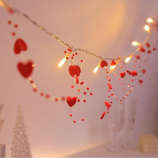  Valentinstag-Feen-Lichterkette, 1,5 m, 10 LEDs, 3 m, 20 LEDs, batteriebetrieben, Hochzeit, Geburtstag, Party, Valentinstag, Beichte, Szene, Ferienhaus-Dekoration