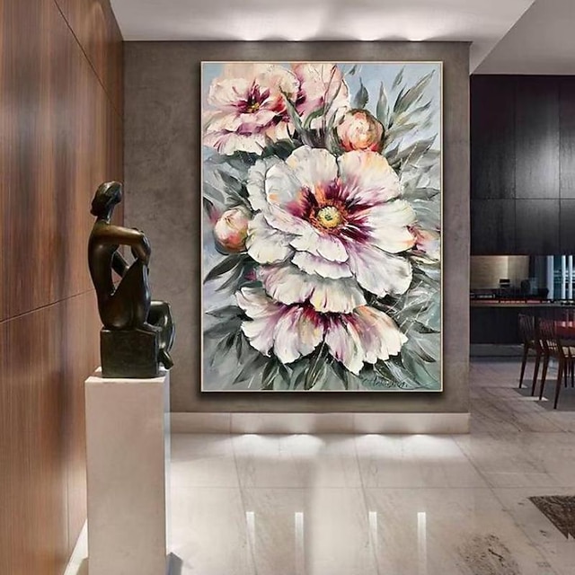  ruční olejomalba plátno nástěnná umělecká dekorace moderní květina rostliny velká pivoňka pro domácí vchod výzdoba válcovaný bezrámový nenatažený obraz