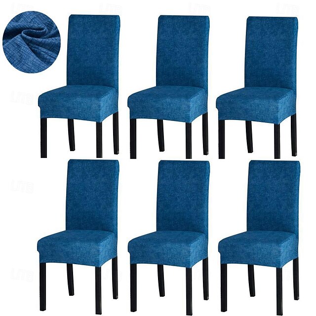  Funda elástica para silla de comedor de spandex, juego de 4/6 piezas, funda protectora para silla elástica con patrón abstracto, funda para asiento con banda elástica para comedor, boda, ceremonia,
