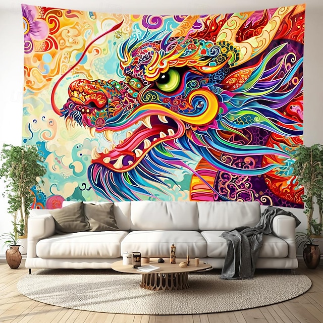  Painting Dragon Hanging Tapestry Wall Art Large Tapestry Mural Decor Photograph Backdrop Blanket Curtain Home Bedroom Living Room Decoration