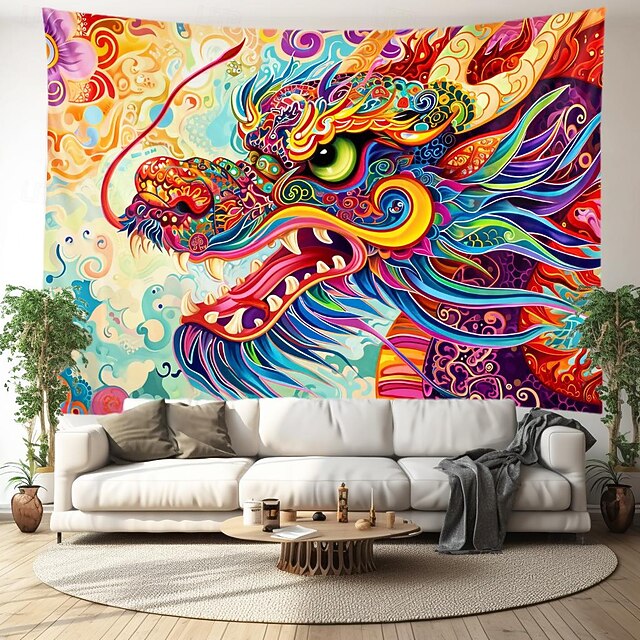 Painting Dragon Hanging Tapestry Wall Art Large Tapestry Mural Decor Photograph Backdrop Blanket Curtain Home Bedroom Living Room Decoration 22