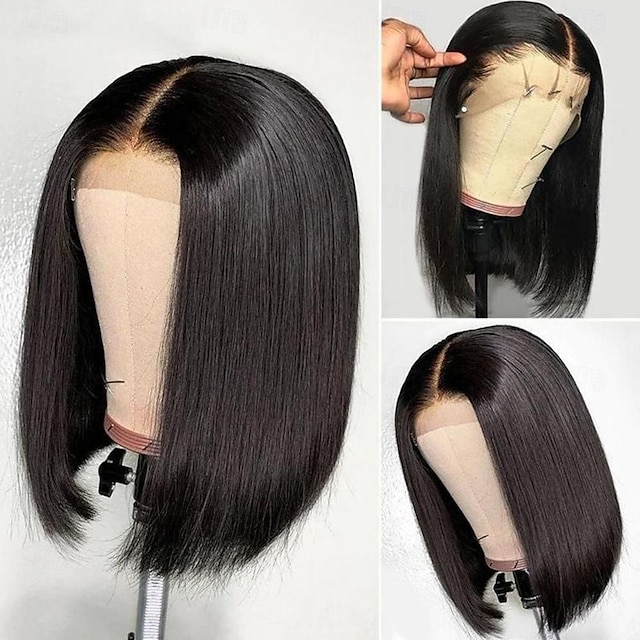  парик боб человеческие волосы 13x4 hd парик фронта шнурка 150 плотность бесклеевой предварительно выщипанные волосы ребенка короткие парики боб для женщин