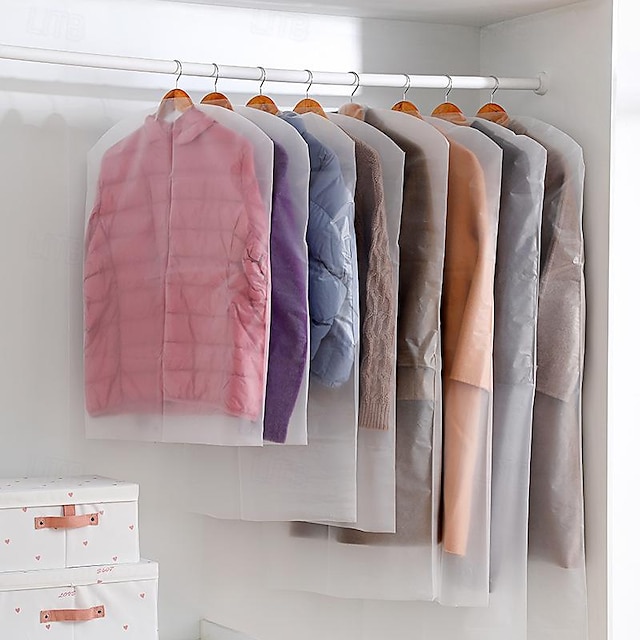  10PCS Transparent Hanging Clothes Dust Cover Clothing Dust-Proof Storage Bag Wardrobe Plastic Cover Garment Coat Suit Protector