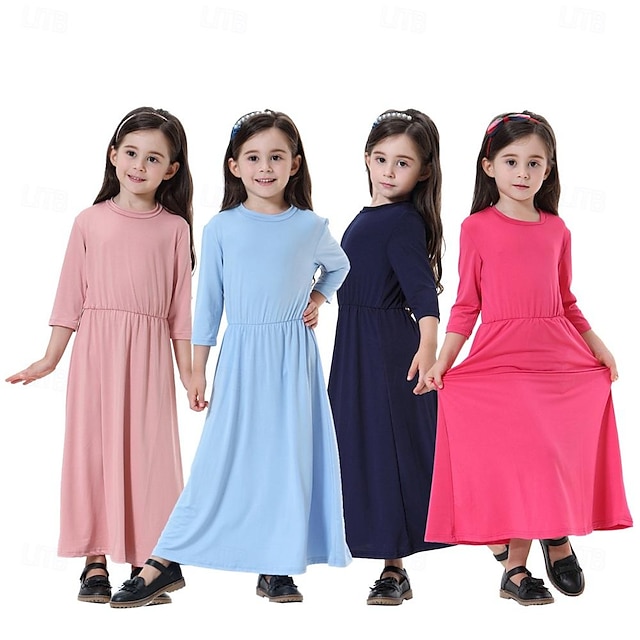  ילדים בנות שמלה מוסלמית קפטן עבאיה איסלאמי מסורתי רכים ילדים סנדי מלזיה שמלות בית ספר בגדי קיץ לרמדאן