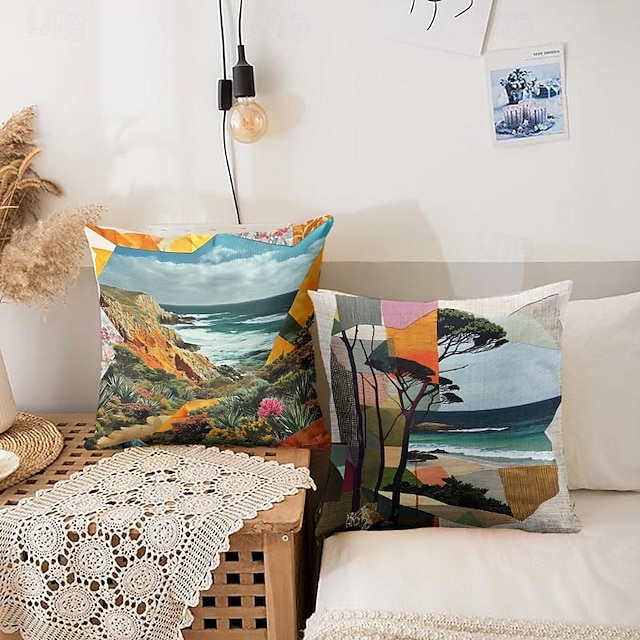  Modello paesaggistico 1 pz fodere per cuscini di dimensioni multiple cuscini decorativi costieri per esterni morbide federe in velluto per divano divano letto decorazioni per la casa