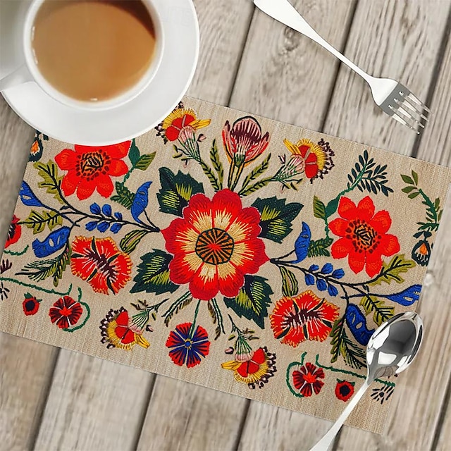  1PC Ethnic Pattern Placemat Table Mat 12x18 Inch Table Mats for Party Kitchen Dining Decoration