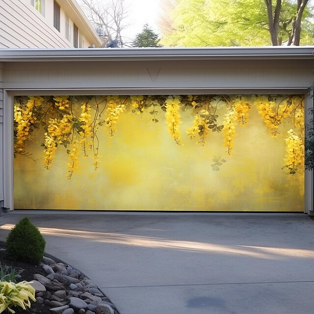 Wisteria Flower Painting Outdoor Garage Door Cover Banner Beautiful