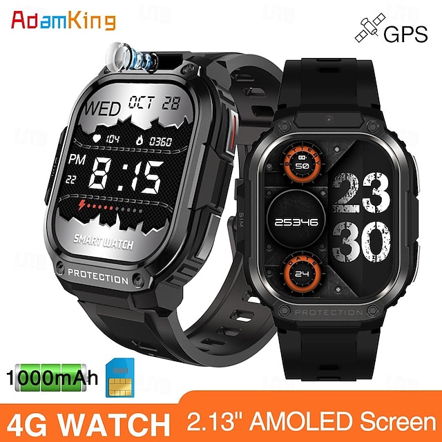  696 DM63 Smartwatch 2.13 Zoll Smart Watch Telefon Bluetooth 4G Schrittzähler Anruferinnerung Herzschlagmonitor Kompatibel mit Android iOS Herren GPS Freisprechanlage Kamera IP 67 48mm Uhrengehäuse