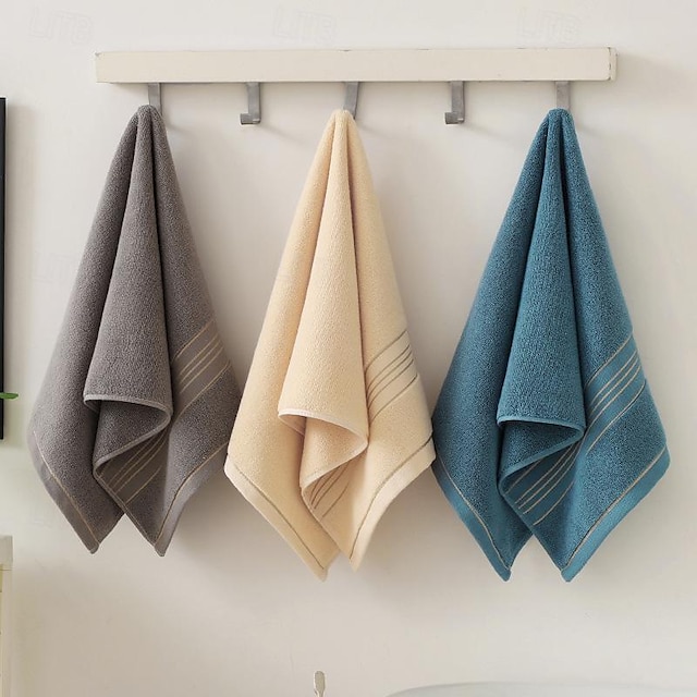  Toalha de mão ou toalha de rosto 100% algodão, macia e absorvente, de cor sólida, para banheiro doméstico